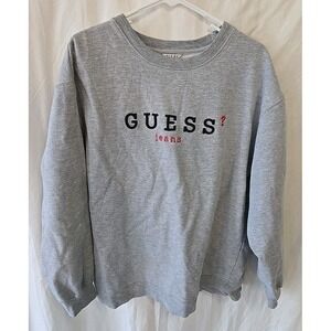 Vintage Guess Sweatshirt Women's Size XL Guess ? Jeans Spellout‎ 90s Y2K Gray